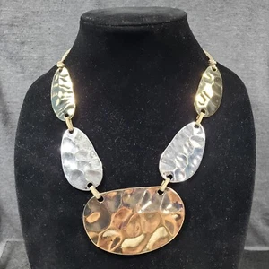 "Collar con cordones de cuero dorado plata tono cobre modernista bohemio 21" - Imagen 1 de 10