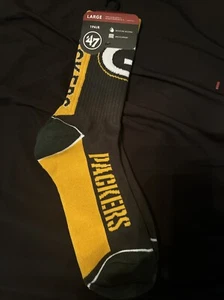 Green Bay Packers Adult Socks FBF 4-Stripe 1 Pair- Large NFL Unisex NEW Big Sale - Picture 1 of 3