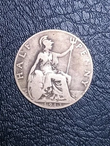 1913 GREAT BRITAIN 1/2 PENNY * HALF PENNIE * HALF CENT * # ๐ฌ๐ง - Picture 1 of 8