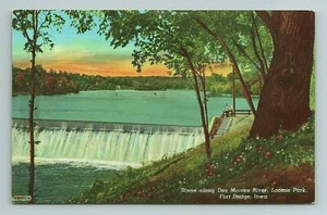 Des Moines River Loomis Park Dam Ft Dodge Iowa Postcard - Picture 1 of 2