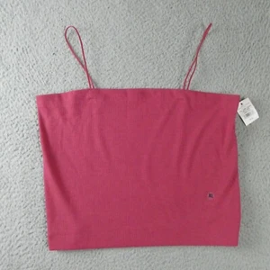 American Eagle Crop Tank Top Womens XL Textured Stretch Spaghetti Straps Red - Picture 1 of 10