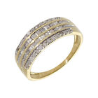 Pre-owned 9ct Yellow Gold Multi Row Diamond Dress Ring Size: U 9ct Gold For Her