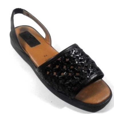 Correas para mujer Duck Head de cuero negro tejido abierto 8M Foto 1 de 4