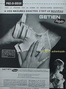 REKLAME GETIEN BH POLYDOS DESSOUS VON 1962 FRANZÖSISCH AD PUB PIN UP - Bild 1 von 1