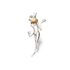 Designer Sterling Silver 22k Gilded Frog Coquette Mihail Chemiakin Slide Pendant - Picture 1 of 2