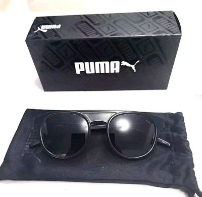 Gafas de sol unisex redondas negras grises Puma PU0252S 001 48-20 140 nueva caja bolsa Foto 1 de 4