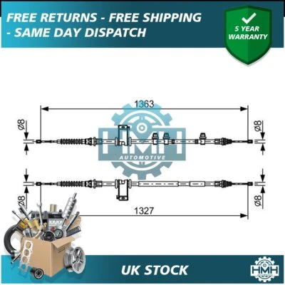 Cable de freno de mano central HMH para Ford Fiesta 2008-2017 B-Max 2012-2018 Foto 1 de 4