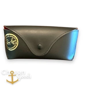 Gafas de sol Ray-Ban de cuero negras a presión estuche suave soporte para gafas logotipo dorado - Imagen 1 de 5