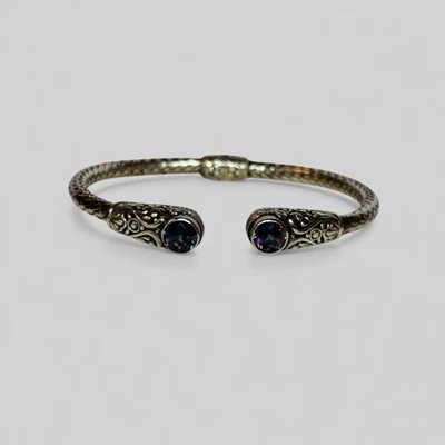 ATI Sterling 925 Silver Mystic Topaz End Cuff Bracelet 7 in - Image 1 of 4