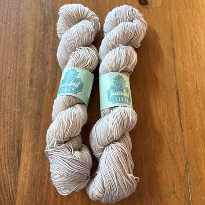 Succulent Fiber Yarns Hand Dyed "White Sand" Merino & Silk Fingering Sock Yarn Foto 1 de 3