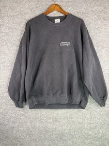 Vintage Sweatshirt mit Rundhalsausschnitt Herren XL schwarz Logo Jerzees Etikett Y2K hergestellt in den USA - Bild 1 von 7