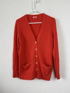 J.Crew 100% Cashmere Boyfriend Cardigan Sweater Red Women’s M Preppy Timeless - Picture 1 of 6