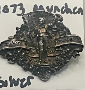 1873 Würzburg Silber Medaille Anstecknadel G. Deschler München - Bild 1 von 2