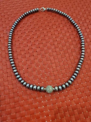 Honora Cultured Pearl Rondel And Crystal Bead Necklace 18" Black - Image 1 of 4