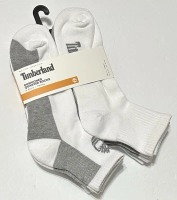 Timberland 6-Pair Men's Cushioned Quarter Socks  Assorted White/Gray - Image 1 of 4