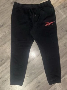 NWT Men’s Reebok Black Sweatpants Red Logo Two Pockets Size 2XL - Picture 1 of 3