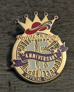 Sombrero Rojo Sociedad Mujer "Official Queen" Org. Social Pin de solapa "15 aniversario" - Imagen 1 de 4