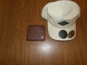 New Volcom Mens Bi-Fold Leather Wallet Brown And NEW Volcom Snapback Hat Beige - Picture 1 of 7