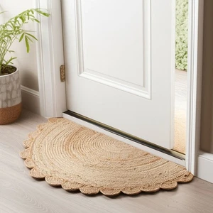 Handwoven Natural Jute Half-Moon Door Mat – Eco-Friendly Welcome Rug 18x36 inch - Picture 1 of 29