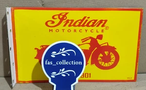 Indian Motorcycle Porcelain Enamel Sign  18 x 10 Inches 2 Sided - Picture 1 of 7
