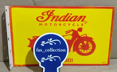 Indian Motorcycle Porcelain Enamel Sign  18 x 10 Inches 2 Sided - Image 1 of 4