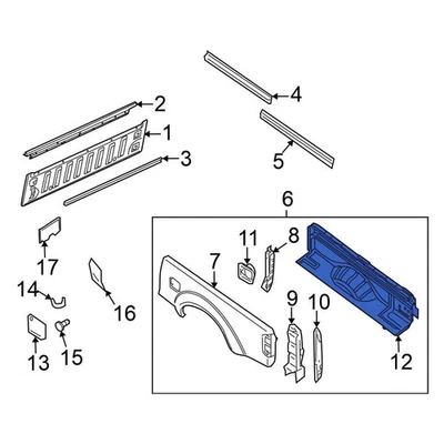 For Nissan Frontier 2005-2006 Nissan K3300ZS0MA Rear Right Truck Bed Panel Foto 1 de 2