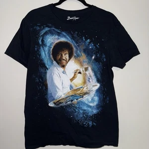 Bob Ross Artist Space Graphic Pop Art Short Sleeve Men’s T-Shirt Sz Medium Black - Picture 1 of 4