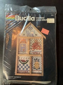 Bucilla Counted Cross Stitch Kit Country Sentiments 49961 Bless 5 3/4” X 11” - Picture 1 of 6