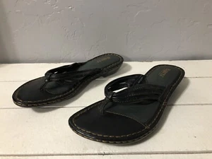 Born Leather Strappy Black Flip Flop Sz 7 W91972 CIC11 - Picture 1 of 10