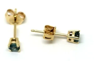Kaedesigns New 9ct Solid Yellow Gold London Blue Topaz 3mm Earrings - Picture 1 of 14