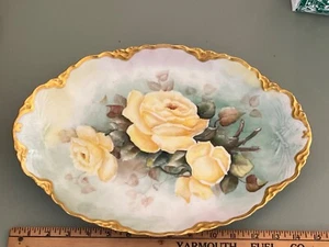 Victorian Yellow Rose of Texas Hutschenreuther Selb Bavaria 15” platter signed - Picture 1 of 6