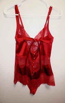 Victoria's Secret Pleasure State Couture Red Satin and Lace Teddy Size Small - Image 1 of 4