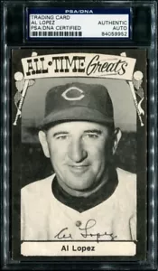 AL LOPEZ AUTOGRAPH AUTO POSTCARD CLEVELAND HOF PSA DNA CERTIFIED AUTHENTIC - Picture 1 of 2