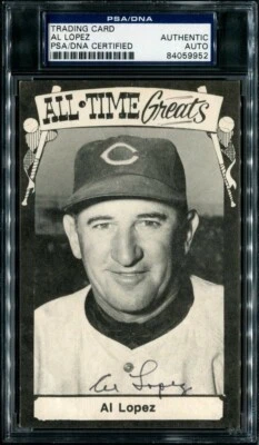 AL LOPEZ AUTOGRAPH AUTO POSTCARD CLEVELAND HOF PSA DNA CERTIFIED AUTHENTIC - Image 1 of 2