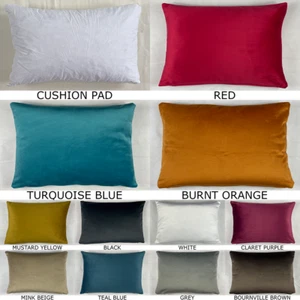 Premium Plush Velvet Rectangle Cushion With Pad Insert Handmade Pillow Sofa Bed - Picture 1 of 18