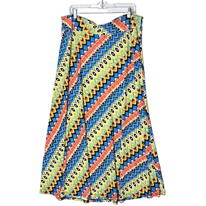 Maxi Falda Studio Talla 1X Colorida Boho Fluida Ojo Azteca Tribal Pull On Festival - Imagen 1 de 13