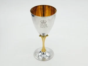 Elizabeth II Sterling Silver Crown Form Silver Jubilee Wine Goblet Vintage 1977 - Picture 1 of 11
