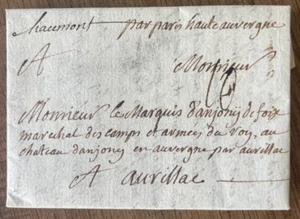 Brief von CHAUMONT nach AURILLAC, an den Marquis d'Anjony de Foix / 1756 - Bild 1 von 5