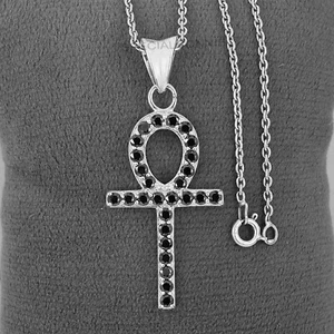 2.50Ct Black Diamond Cross Pendant-FREE Diamond studs! - Picture 1 of 14