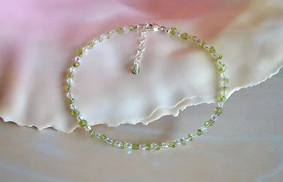 Hawaiian Peridot Gemstone & Italian .925 Sterling Silver Ankle Bracelet 8 to 10" - Image 1 of 4