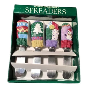 Boston Warehouse Navidad Mitones Muñeco de Nieve Queso Mantequilla Esparcidores Set 4 en Caja - Imagen 1 de 6