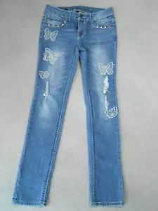 Vigoss Jeans Womens 12 (26x27) Blue Light Wash Embroidered Skinny Stretch - Picture 1 of 10