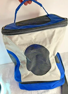 Marshal Mesh Backpack Pet Carrier w/ storage Blue & Grey for cat or small dog - Picture 1 of 10
