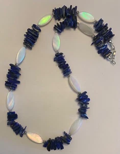 18 Zoll Lapis Chip und ovale Muschel Perlen Halskette - Bild 1 von 3