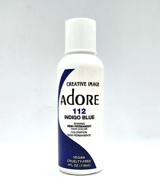 Color de cabello semipermanente Adore by Creative Image, azul índigo # 112. 4 fl oz. Foto 1 de 2