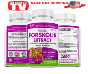 100% PURE FORSKOLIN EXTRACT FOR 3400mg WEIGHT LOSS Slim Maximum STRENGTH Pills - Picture 1 of 7