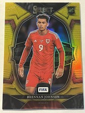 2022-23 Panini Select FIFA Brennan Johnson GOLD Rookie Card Prizm Wales #/10 RC
