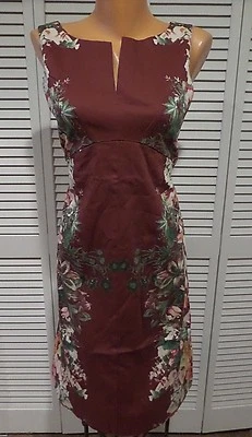 NWOT Of The Garland Variety Sheath Dress In Burgundy Floral Sz US XS Sleeveless - Image 1 of 4