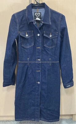 Vestido de mezclilla para mujer XOXO manga larga azul marino talla pequeña Foto 1 de 3