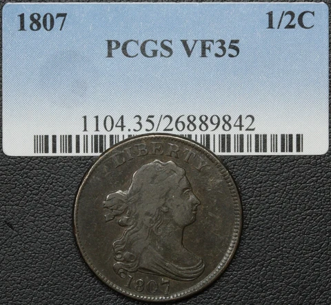 1807 Draped Bust Copper Half Cent (Previously Graded PCGS VF 35 [Cracked Out]) Cover